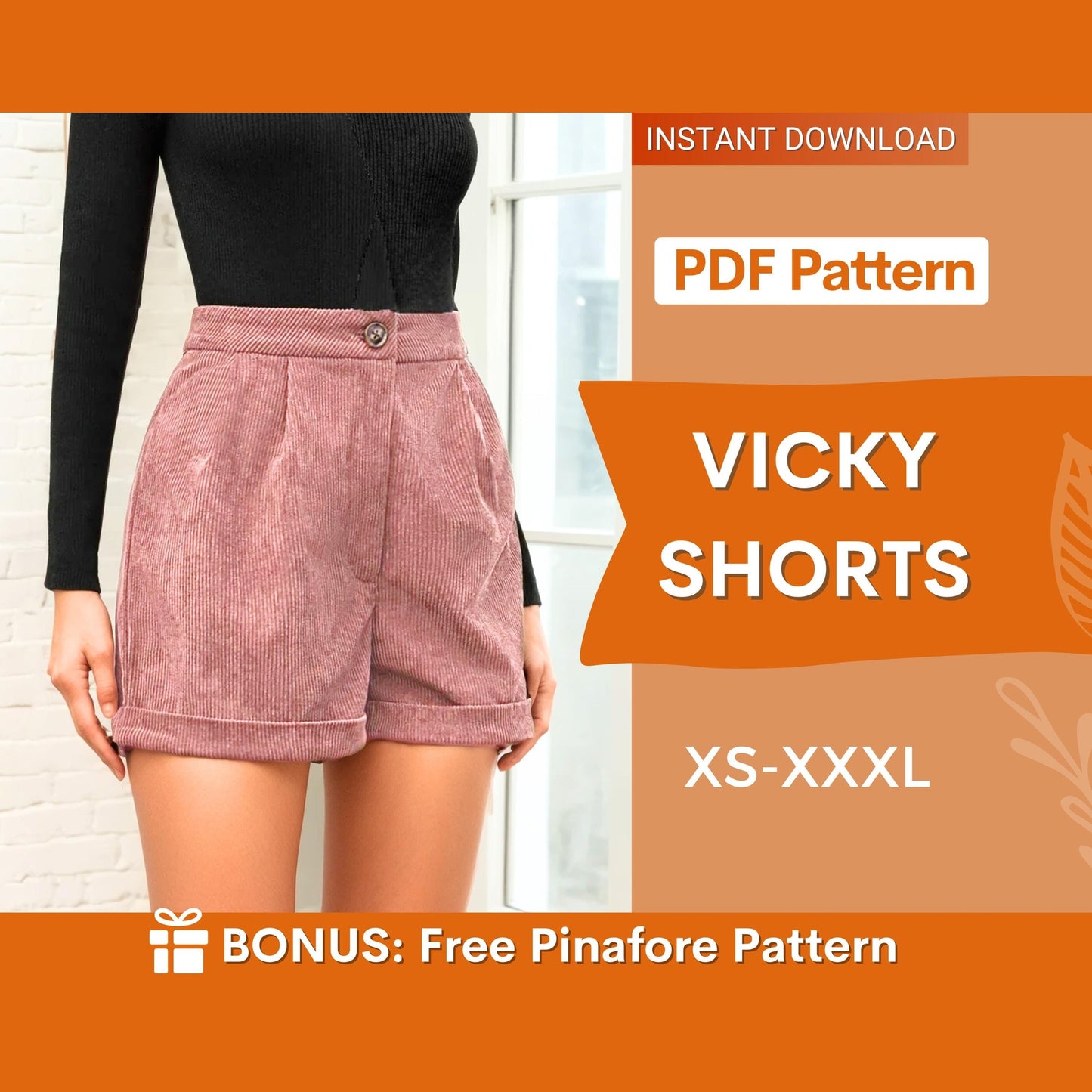 Wide Leg Shorts Sewing Pattern | Sewing Patterns | Women Sewing Pattern | Shorts Pattern Women | High Waisted Wide Leg Shorts Pattern