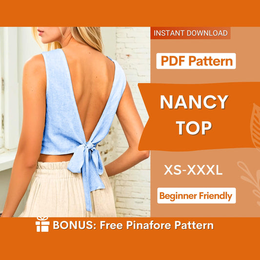 Top Sewing Pattern, Women Pattern, Back Tie Top Pattern, Sewing Patterns for Women, Summer Top, Sewing Pattern Top Women, Tie Top Pattern