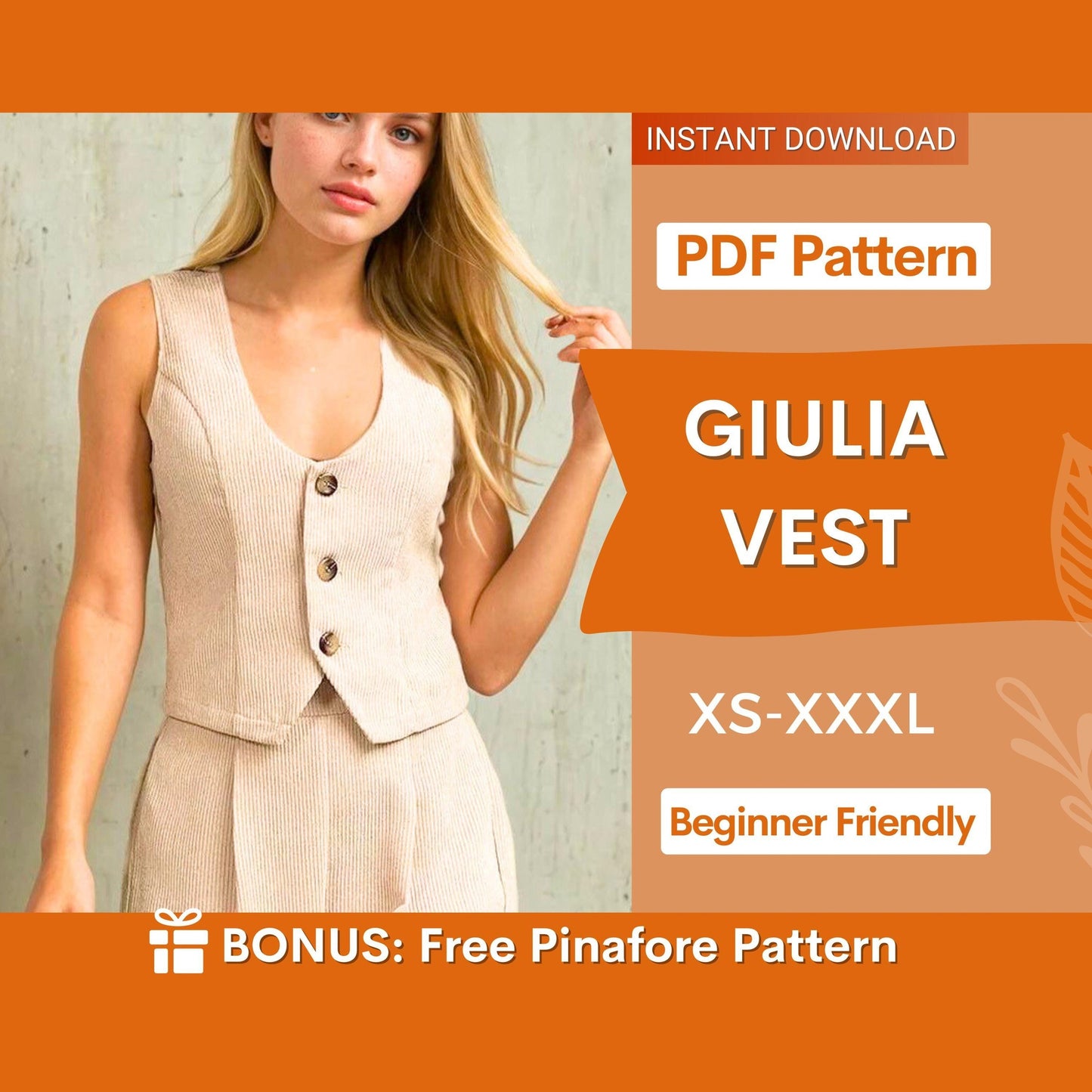 Vest Sewing Pattern, Waistcoat Pattern, Sewing Patterns, Women Pattern, Vest pattern, Top Sewing Pattern for Women, Women Vest Pattern