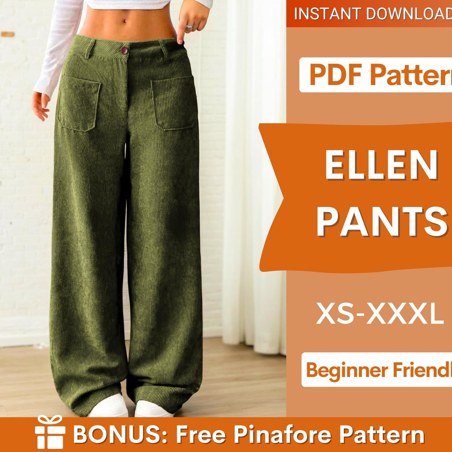 Pants Sewing Pattern for Women | XS-XXXL | Sewing Patterns | Trousers Pattern | Wide Leg Pants Pattern | Sewing Pattern Pants Women