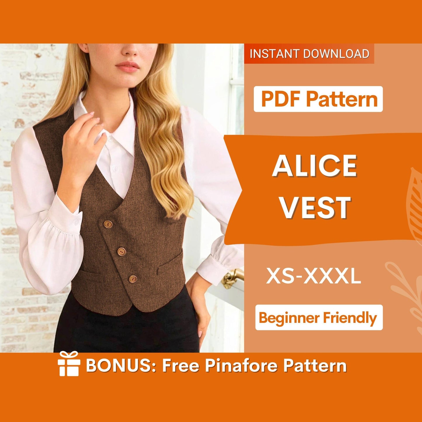 Women Vest Sewing Pattern, Waistcoat Pattern, Sewing Patterns, Women Pattern, Vest pattern, Top Sewing Pattern for Women, Vintage Vest