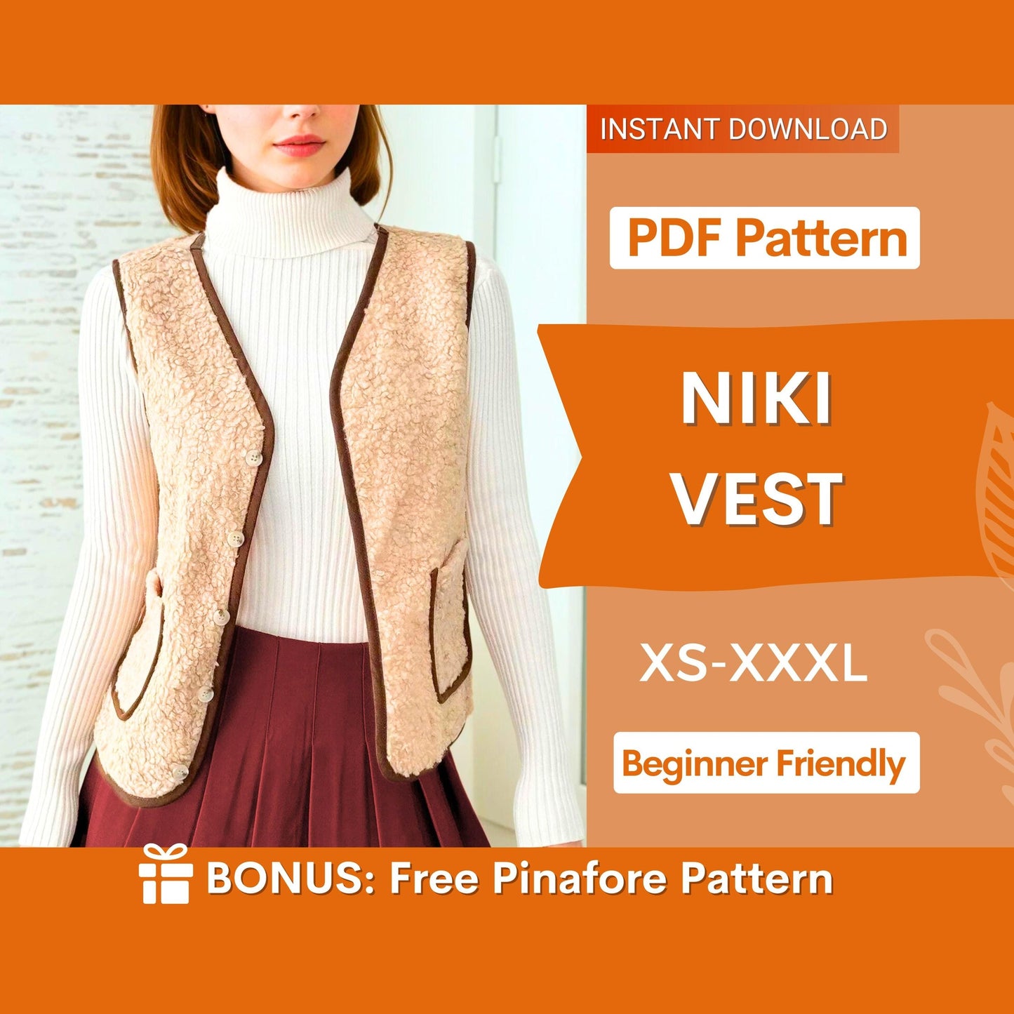 Vest Sewing Pattern | Top Pattern | Women Vest Pattern | Top sewing pattern | Women Sewing Patterns | Shepherd Vest | Waistcoat Women