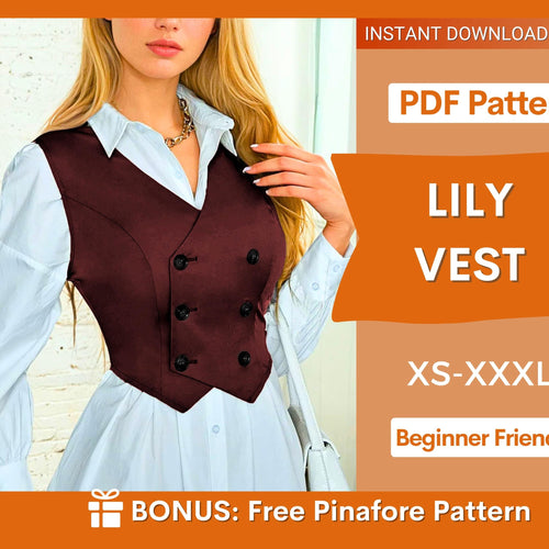 Vest Pattern, Waistcoat Sewing Pattern, Sewing Patterns for Women, Vest Sewing pattern, Top Sewing Pattern for Women, Women Vest Pattern