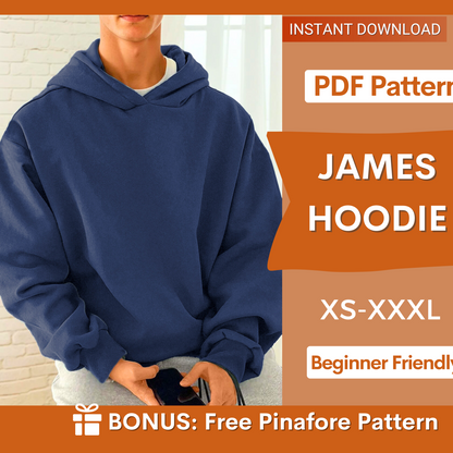 James Hoodie Sewing Pattern – Beginner-Friendly DIY Sweatshirt | Sizes XS-XXXL