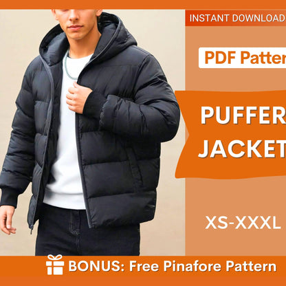 Men Jacket Sewing Pattern, Jacket Sewing Pattern for Men, Men Sewing Pattern, Pattern Men, Puffer Jacket Men Coat Pattern