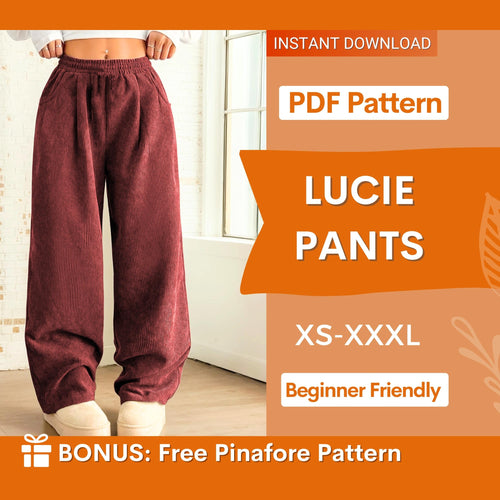 Wide Leg Pants Pattern | Women Pants Pattern | Sewing Patterns | Trousers Pattern | Women Sewing Patterns | Elastic Wide Leg Pants Pattern