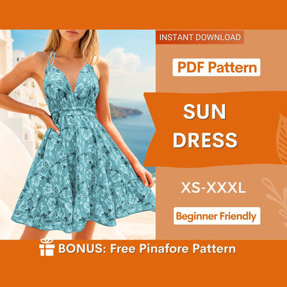 Sundress Sewing Pattern | XS-XXXL | Womens Dress Pattern | Summer Dress Pattern | Backless Dress Pattern | Easy Dress Pattern beginners pdf