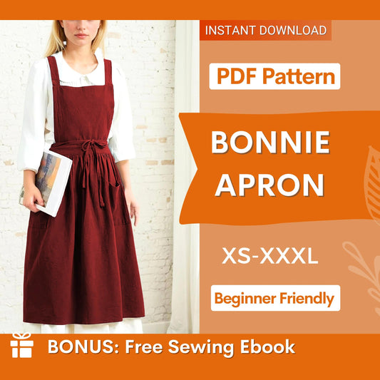 Apron Sewing Pattern | XS-XXXL | Pinafore Dress Pattern | Easy Apron Pattern | Dress Sewing Pattern | Easy Beginner Apron | Women Pattern