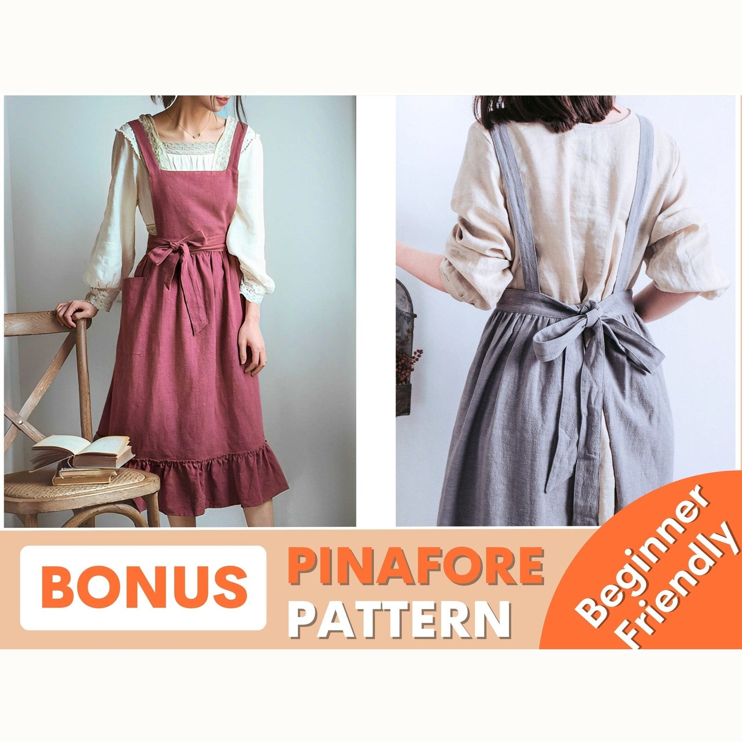 Apron Sewing Pattern | Beginner-Friendly Pinafore Dress Pattern