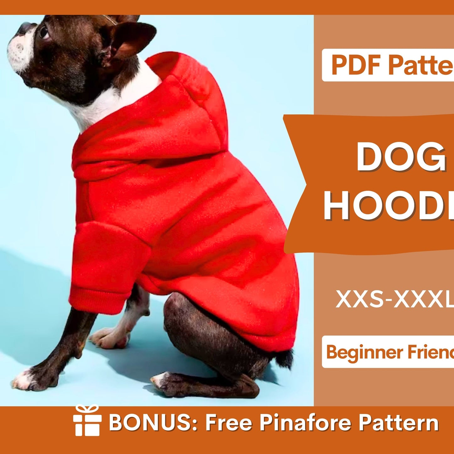 Dog Hoodie Sewing Pattern - XXS to XXXL Pet Hoodie Design