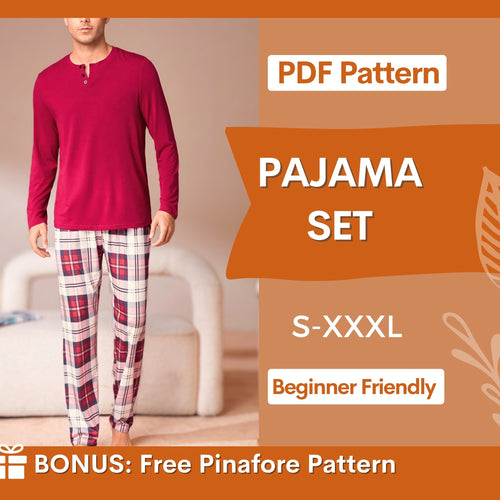 Men’s Pajama Set Sewing Pattern – DIY Comfortable Lounge Wear | Sizes S-XXXL