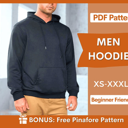 Men’s Hoodie Sewing Pattern – Beginner-Friendly Sweatshirt DIY | Sizes XS-XXXL