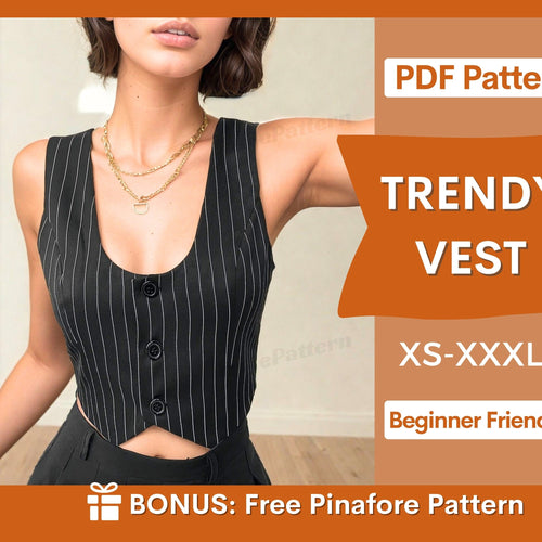 Waistcoat Vest PDF Sewing Pattern - XS-XXXL Sizes