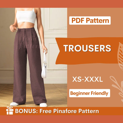 Pants Pattern for Women | XS-XXXL | Sewing Patterns | Trousers Sewing Pattern | Wide Leg Pants Pattern | Sewing Pattern Pants Women Sewing