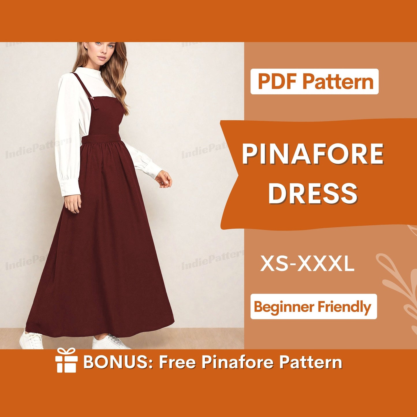 Pinafore Dress Sewing Pattern | Cottage Apron Dress PDF