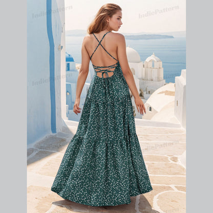 Maxi Dress Sewing Pattern (XS-XXXL) | Backless Summer Dress PDF