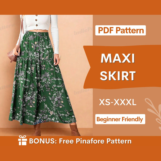 Maxi Skirt Pattern | XS-XXXL | Skirt PDF Sewing Pattern | Skirt Pattern | Beginner Sewing Pattern | Women Sewing Pattern, Long Skirt Pattern