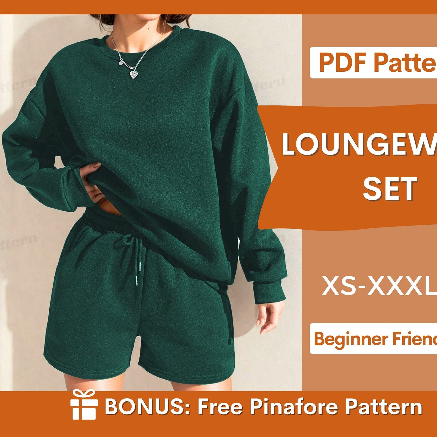 Loungewear Set Sewing Pattern for Women, Sewing Patterns, Lounge Set Pattern, Sweatshirt pattern, Sewing Patterns for Women, Shorts Pattern