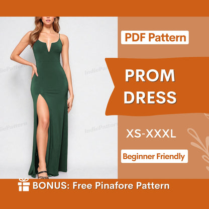 Elegant Prom & Graduation Dress Sewing Pattern – XS-XXXL