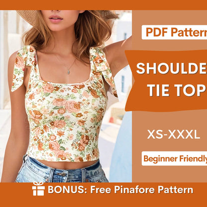 Shoulder Tie Top Sewing Pattern - Open Back Crop Design