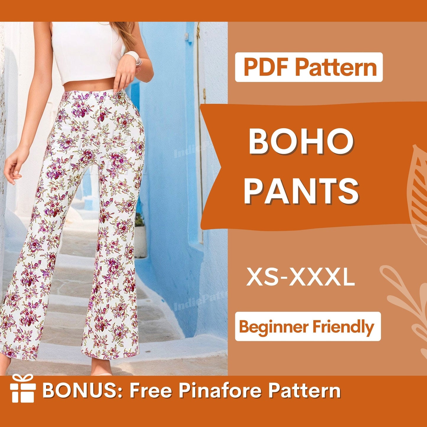 Wide-Leg Flare Pants Sewing Pattern – Instant Download