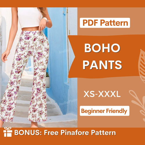 Wide-Leg Flare Pants Sewing Pattern – Instant Download