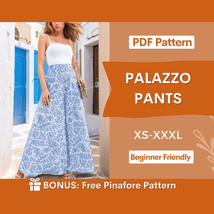 Women’s Palazzo Pants Sewing Pattern - Wide Leg Design