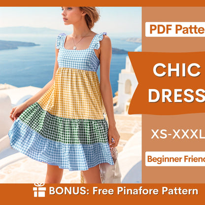 Super Cute Tiered Pinafore Dress Sewing Pattern | Beginner-Friendly