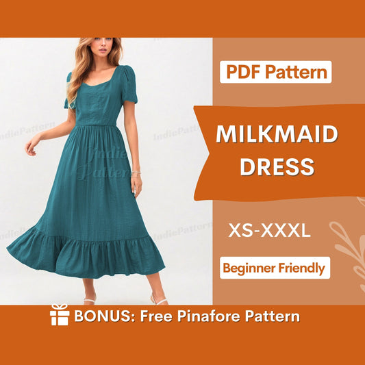 Milkmaid Cottagecore Dress Pattern | Maxi Dress Sewing Pattern for Women