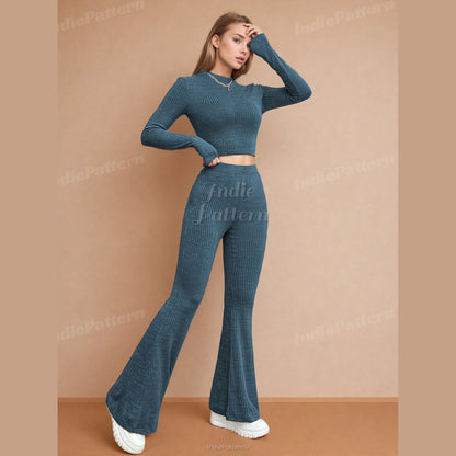 Flare Pants & Crop Top Sewing Pattern – Yoga Set Design