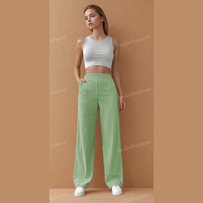 Straight Leg Pants Sewing Pattern - High Waisted Trousers