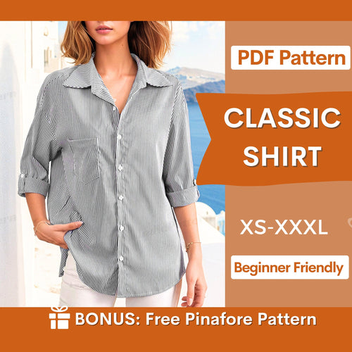 Classic Shirt Sewing Pattern | Women's Button-Up Blouse