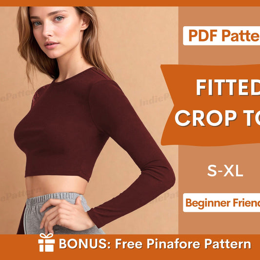 Fitted Crop Top Sewing Pattern – Stylish Long Sleeves