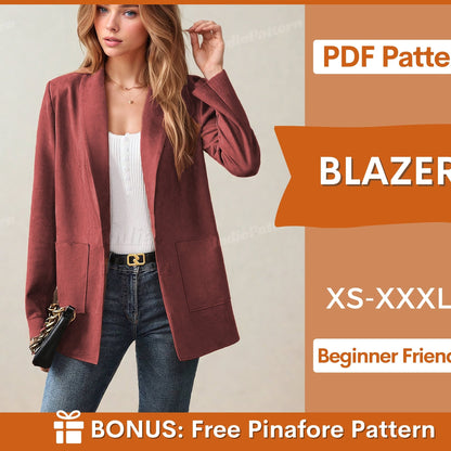 Blazer Women Sewing Pattern - Trendy Jacket and Coat PDF Pattern