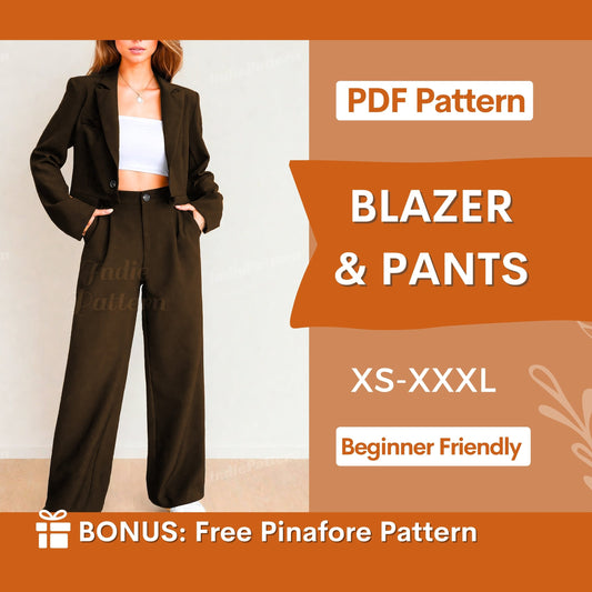 Pants & Blazer Sewing Pattern | High-Waist Trousers & Blazer