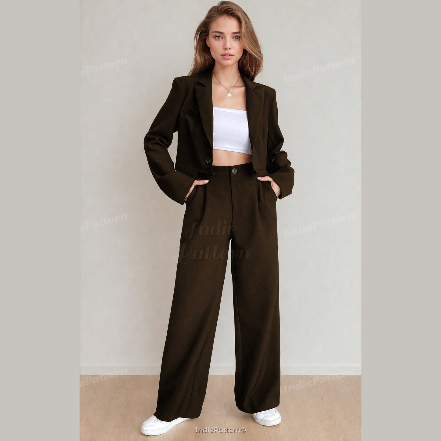 Pants & Blazer Sewing Pattern | High-Waist Trousers & Blazer