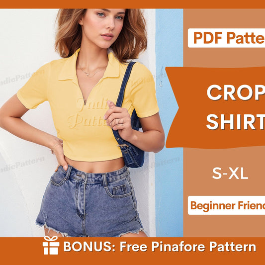 Crop Tee Sewing Pattern for Women | Easy PDF Pattern for Beginners