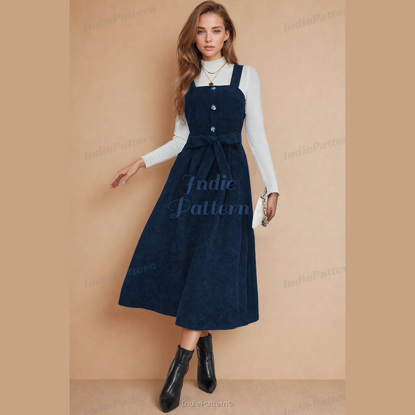 Midi Overall Dress Sewing Pattern | Pinafore-Style Design