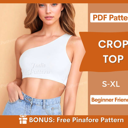 Women’s Crop One-Shoulder Top Sewing Pattern - PDF