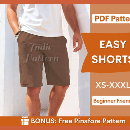 Easy Shorts with Elastic Waistband Sewing Pattern for Men | Quick & Beginner Friendly