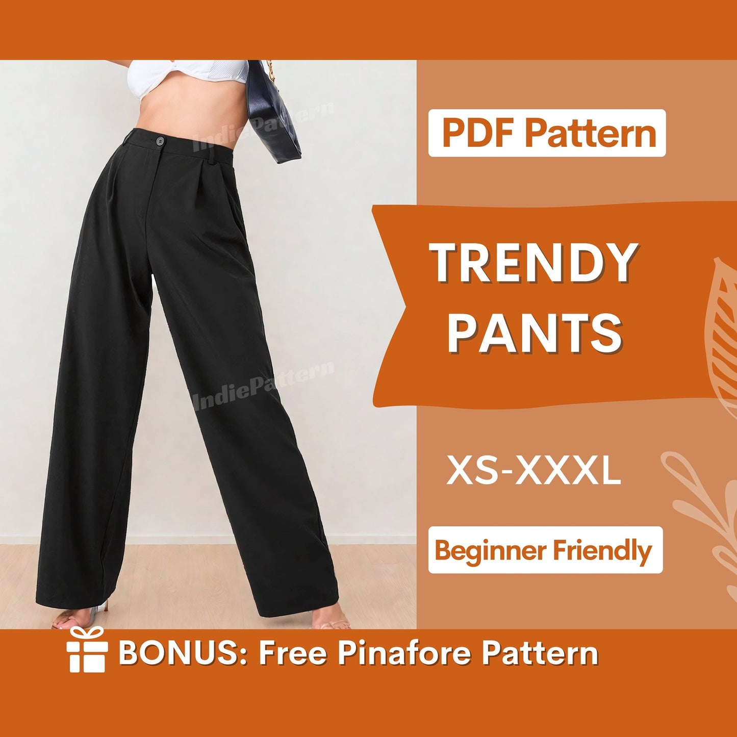 Trendy Wide-Leg Pants Sewing Pattern - High-Waisted Design