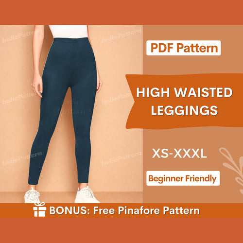 Leggings Pattern | High Waist Leggings Sewing Pattern | High Rise Leggings | High Waisted  Leggings | Women's Leggings | Women pants