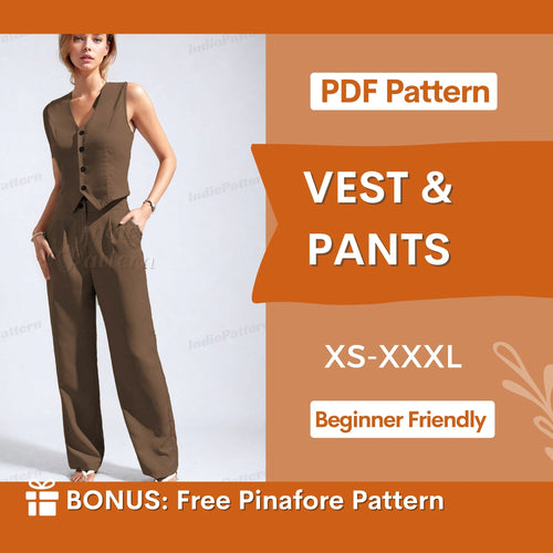 Vest and Pants Sewing Pattern - Tailored Trouser Design