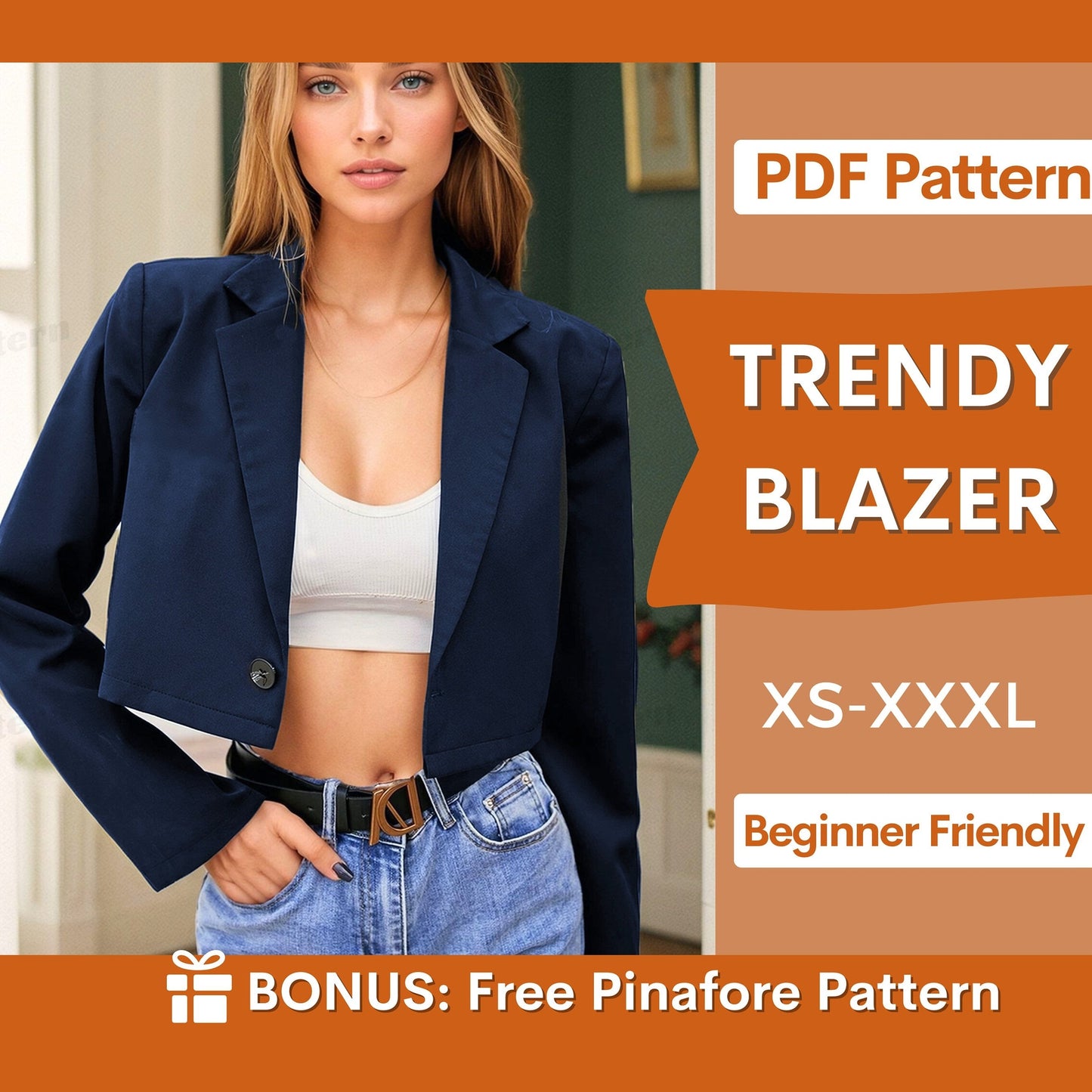 Short Blazer Sewing Pattern | Women's Jacket PDF