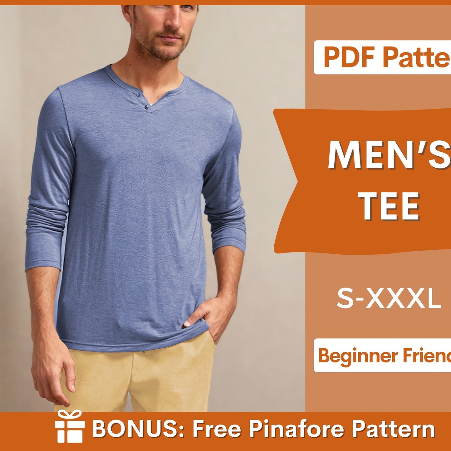 Men’s Tee Sewing Pattern | Easy Beginner-Friendly T-Shirt Pattern