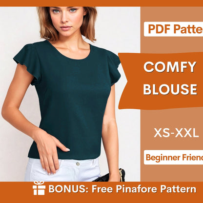 Women’s Blouse Sewing Pattern - Ruffled Digital PDF