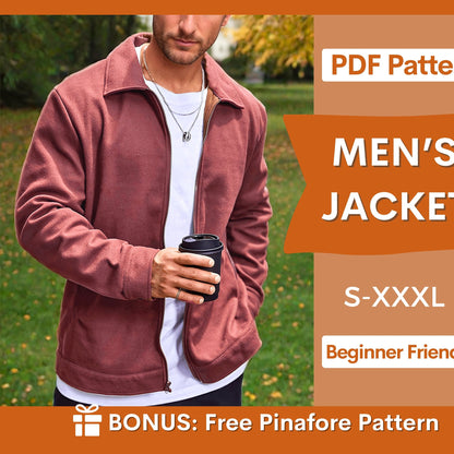 Men’s Zipper Jacket Sewing Pattern – Beginner-Friendly DIY | Sizes XS-XXXL