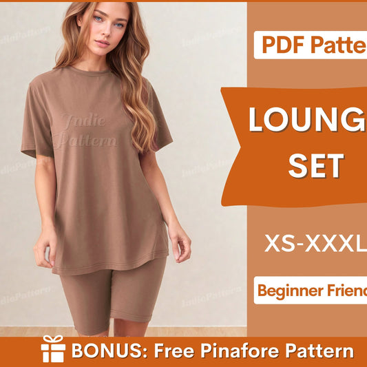 Lounge Set Pattern, Women T-shirt and Leggings Pattern, Loungewear Pattern, TShirt Pattern, Women Pattern, Comfy Pattern, Short Leggings