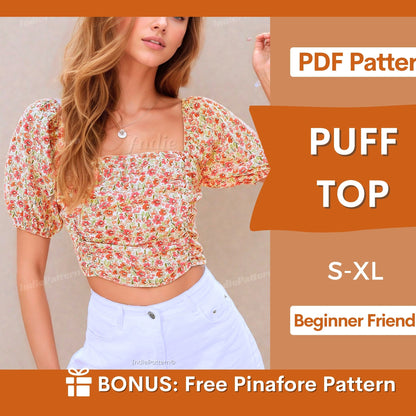 Puff Sleeve Blouse Sewing Pattern | Milkmaid Top for Women