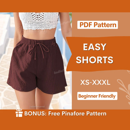 Elastic Waistband Shorts Sewing Pattern – Beginner-Friendly